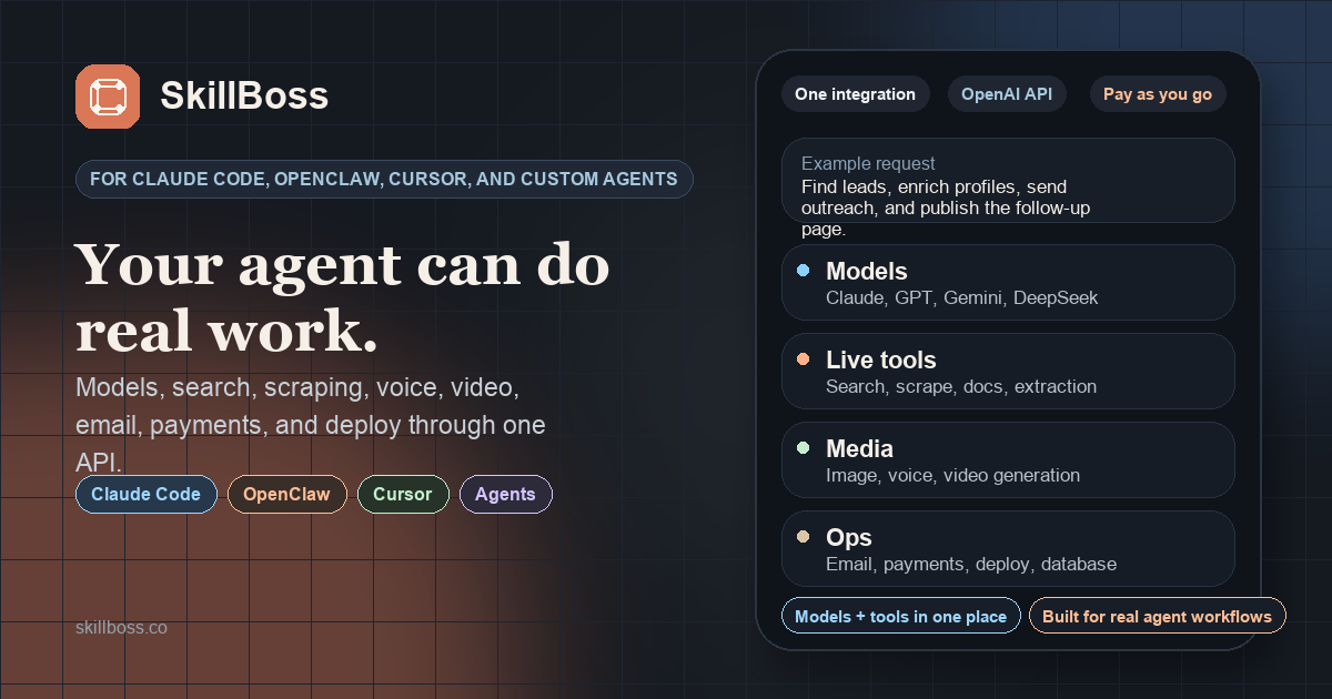 Api Muber AI API Gateway - Unified Access to 100+ AI Models | SkillBoss